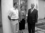 На знімку: (зліва направо) сільський голова С.А. Люльчак та директор Серебрійської ЗОШ Н.А. Сторожук під час розмови з головою районної ради М.Г. Бурлакою З турботою про людей