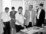 На знімку (зліва направо): Микола Петрович Грабчак, Лідія Іванівна Дзюбенко,Тетяна Дмитрівна Гончарук, Григорій Михайлович Заболотний, Олексій Петрович Порошенко в одній із класних кімнат школи. Творці майбутнього України