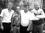 На знімку: Олег Фарфурак та волонтери Валентин Ольшевський, Валерій Туз та Володимир Гребенюк. «Масяня» після весілля знову вирушив на Схід